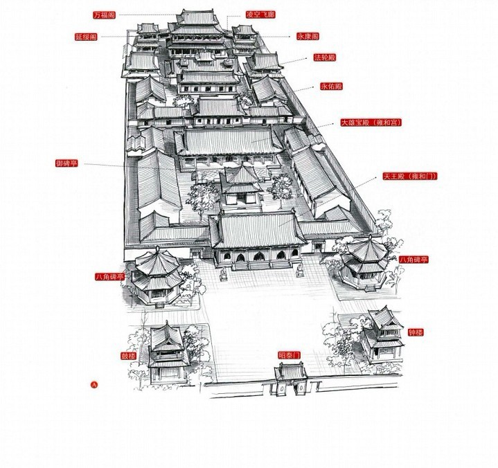 穿墻透壁，手繪中國古代經(jīng)典古建筑