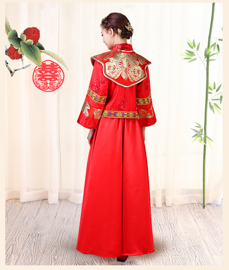 傳統(tǒng)古典刺繡中式禮服，中國(guó)風(fēng)唯美新娘禮服