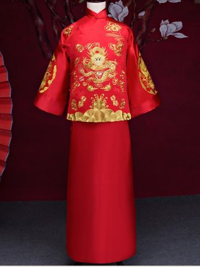 金龍男士古裝中式禮服，復(fù)古中國風(fēng)新郎禮服