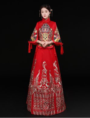 時(shí)尚中國風(fēng)新娘禮服，結(jié)婚禮服中式禮服