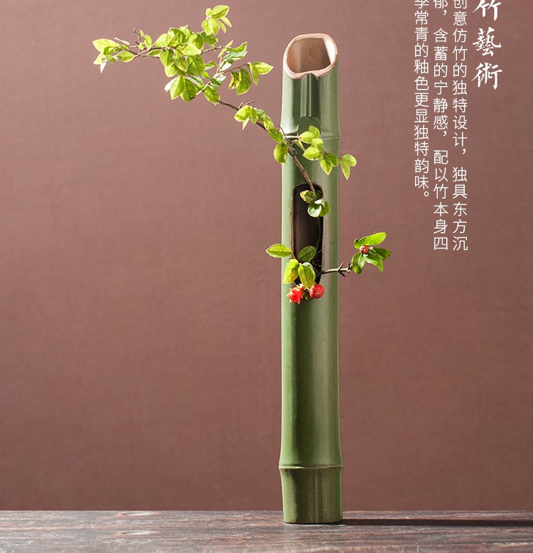 創(chuàng)意仿竹壁掛花器花藝，禪意中式插花