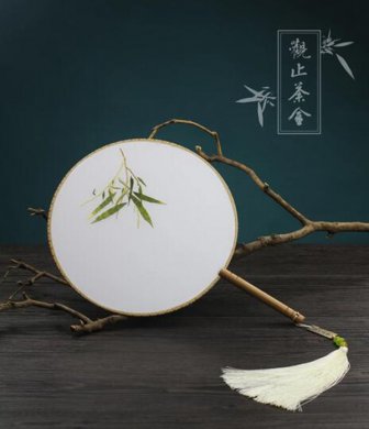 古典工藝宮扇刺繡竹枝雙面團(tuán)扇