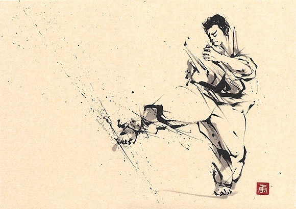 日本勝亦勇水墨功夫中華武術(shù)插畫(二)