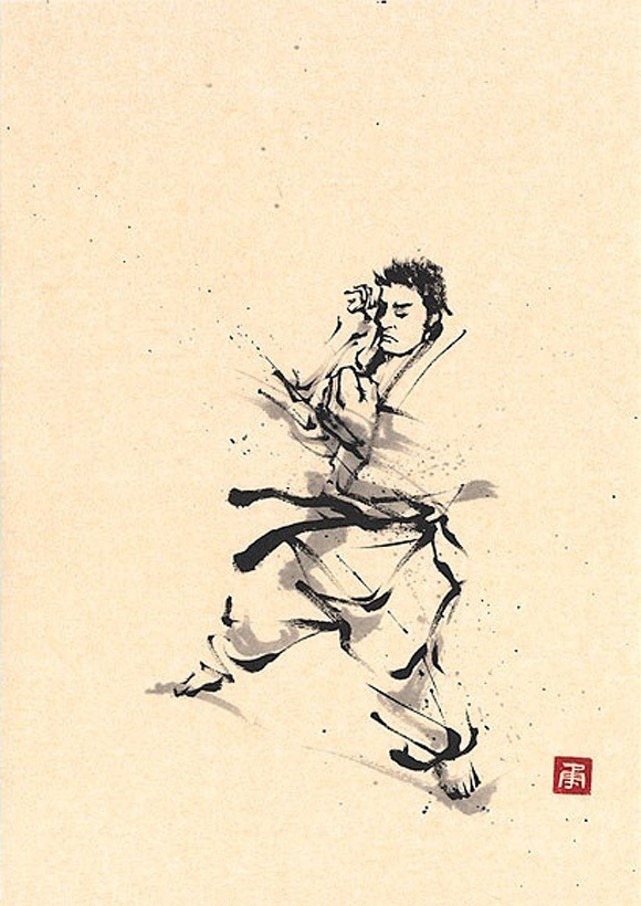 日本勝亦勇水墨功夫中華武術(shù)插畫(三)