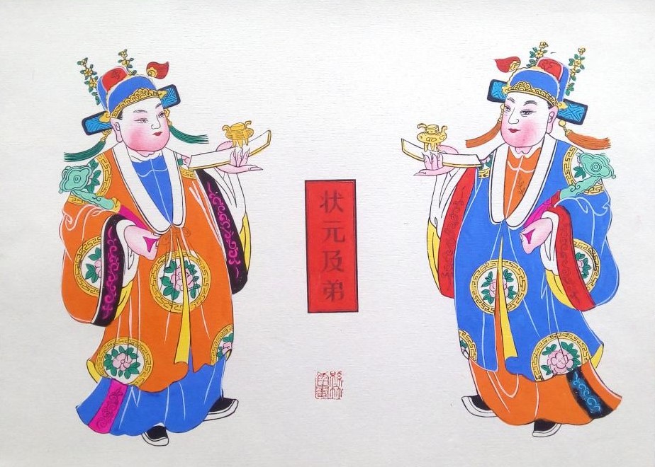 唯美生動(dòng)門(mén)神年畫(huà)，古風(fēng)手繪中國(guó)年畫(huà)