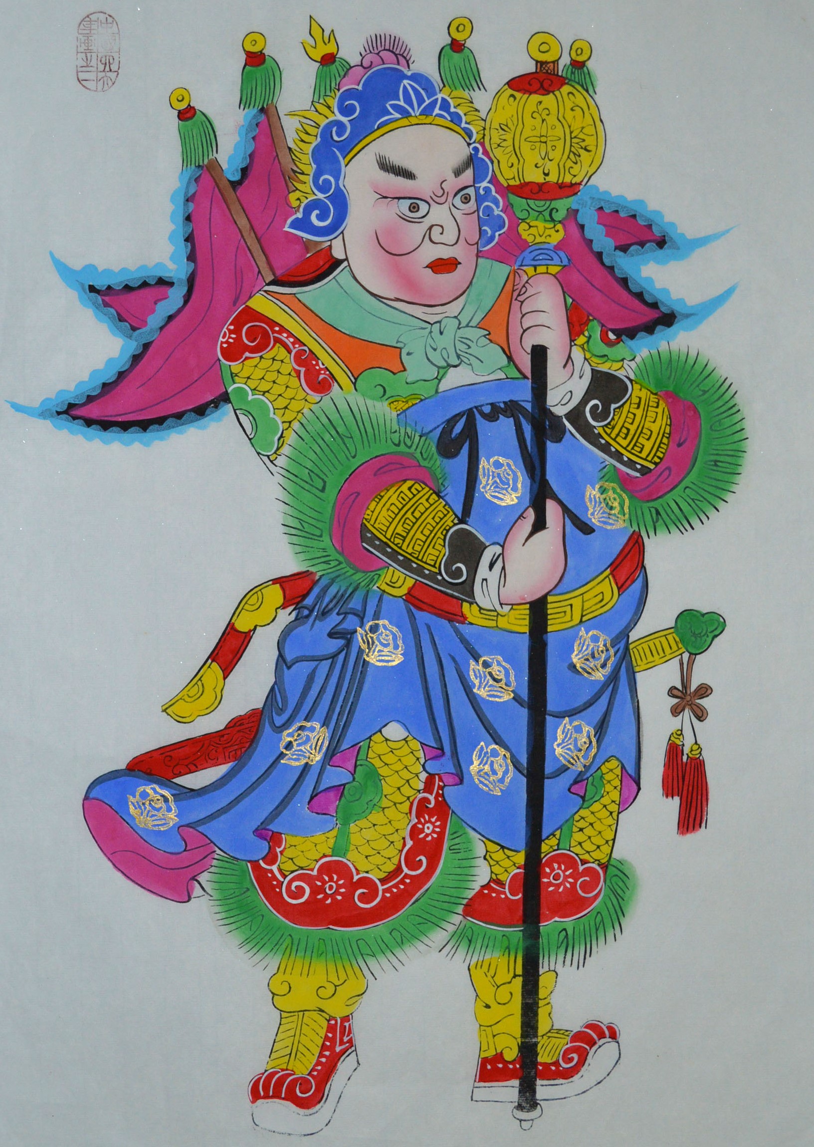 唯美生動(dòng)門(mén)神年畫(huà)，古風(fēng)手繪中國(guó)年畫(huà)