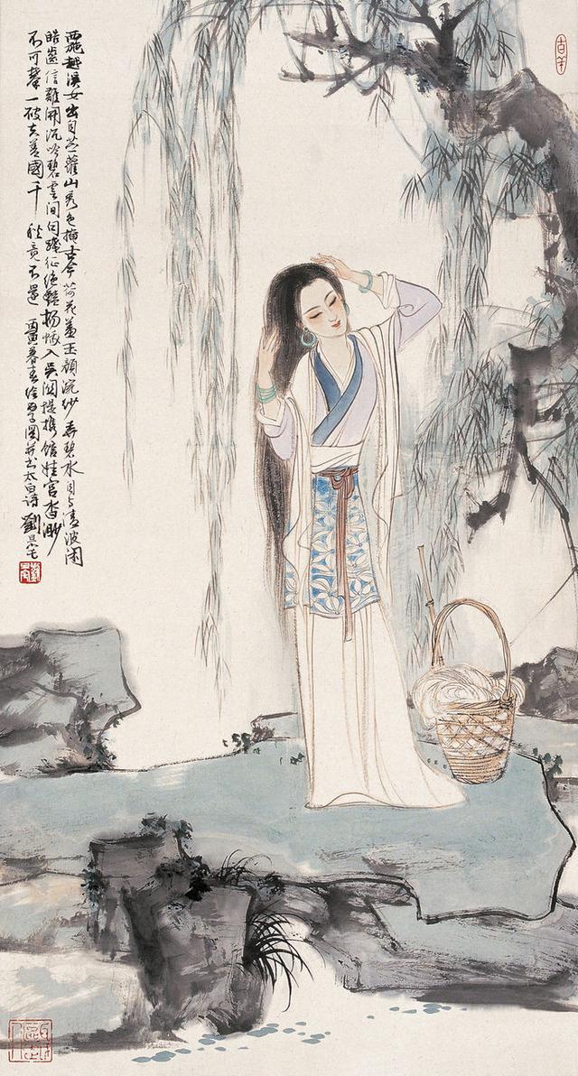 劉旦宅仕女圖，畫美人美淺墨繪