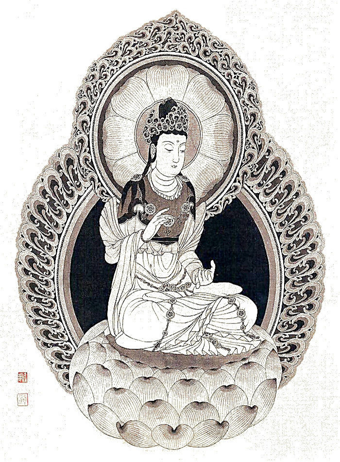 中國(guó)傳統(tǒng)菩薩大菩薩國(guó)畫(huà)白描欣賞