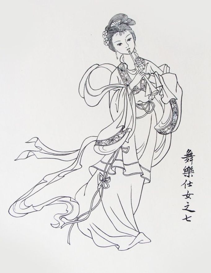 27幅白描仕女圖：一筆一畫勾勒出仕女美