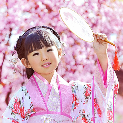 超萌粉色小花仙帶團(tuán)扇女孩頭像，唯美古風(fēng)真人