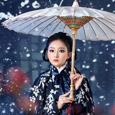 優(yōu)雅賞雪帶傘女生頭像，唯美古風(fēng)真人頭像