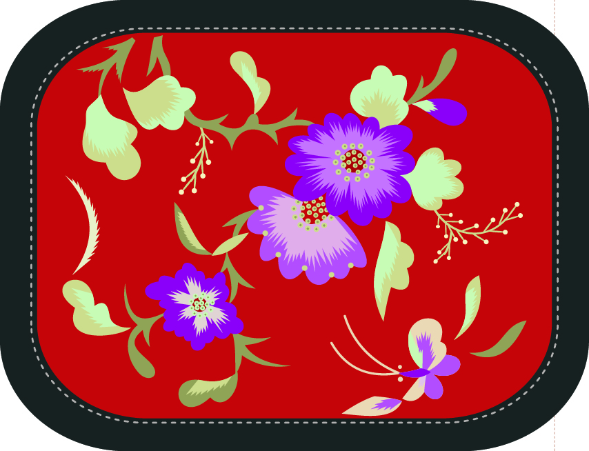 中國(guó)傳統(tǒng)刺繡圖案蝴蝶花卉系列五，矢量素材