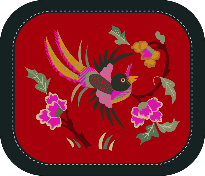 中國(guó)傳統(tǒng)刺繡圖案鳥語花香系列六，矢量素材