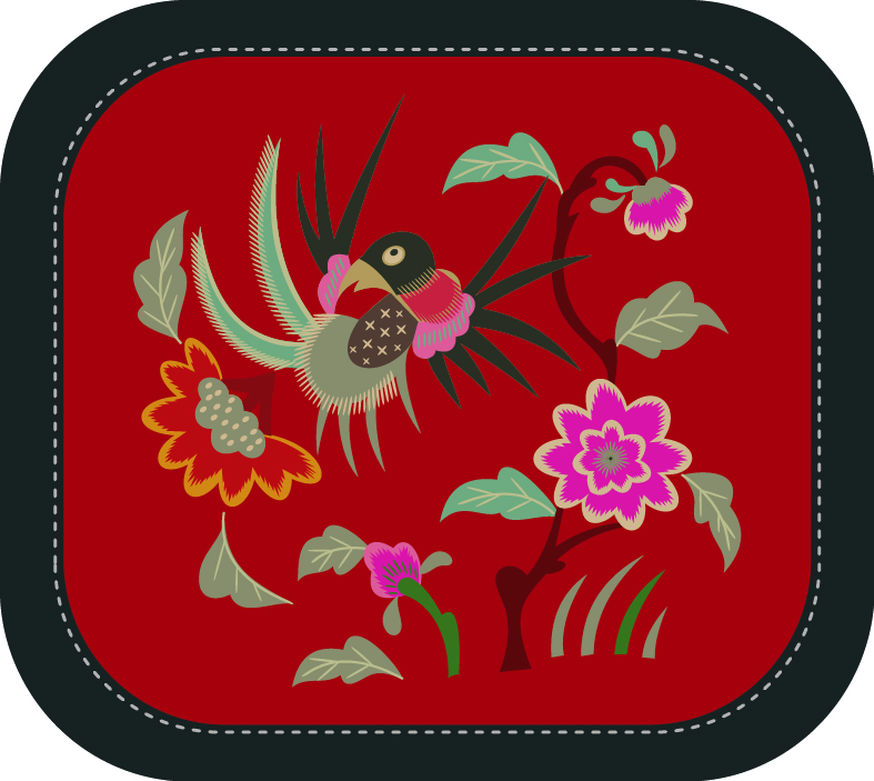 中國(guó)傳統(tǒng)刺繡圖案鳥(niǎo)語(yǔ)花香系列四，矢量素材