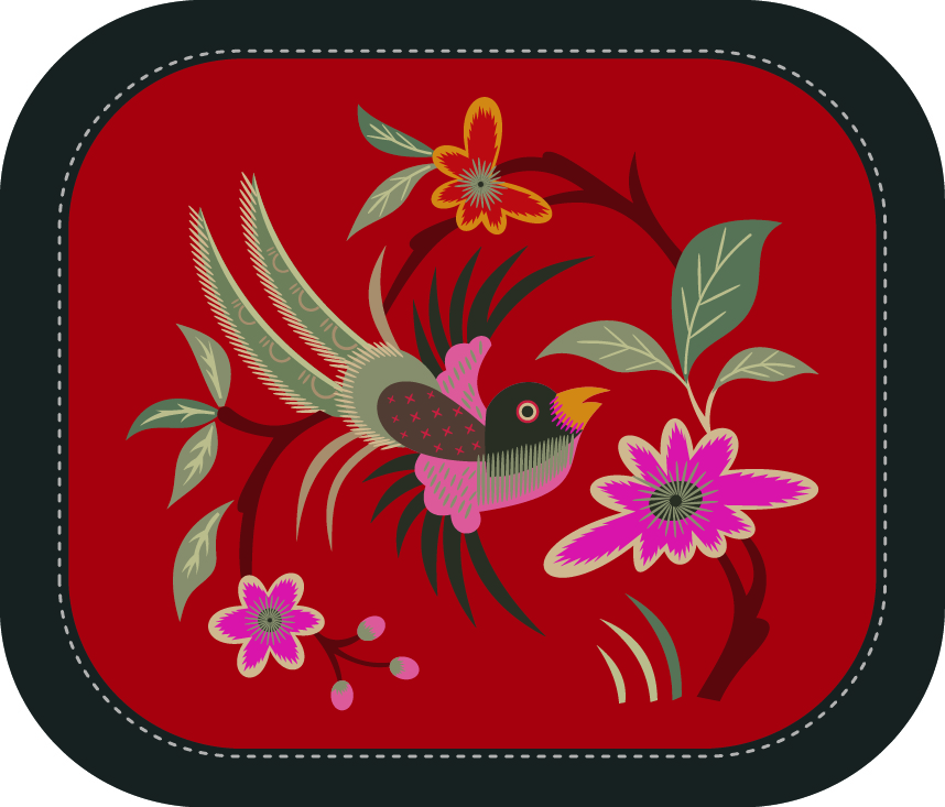 中國(guó)傳統(tǒng)刺繡圖案鳥(niǎo)語(yǔ)花香系列五，矢量素材